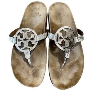 Tory Burch Miller Cloud Spark Gold Leather Cork Classic Sandals, US Women's 8